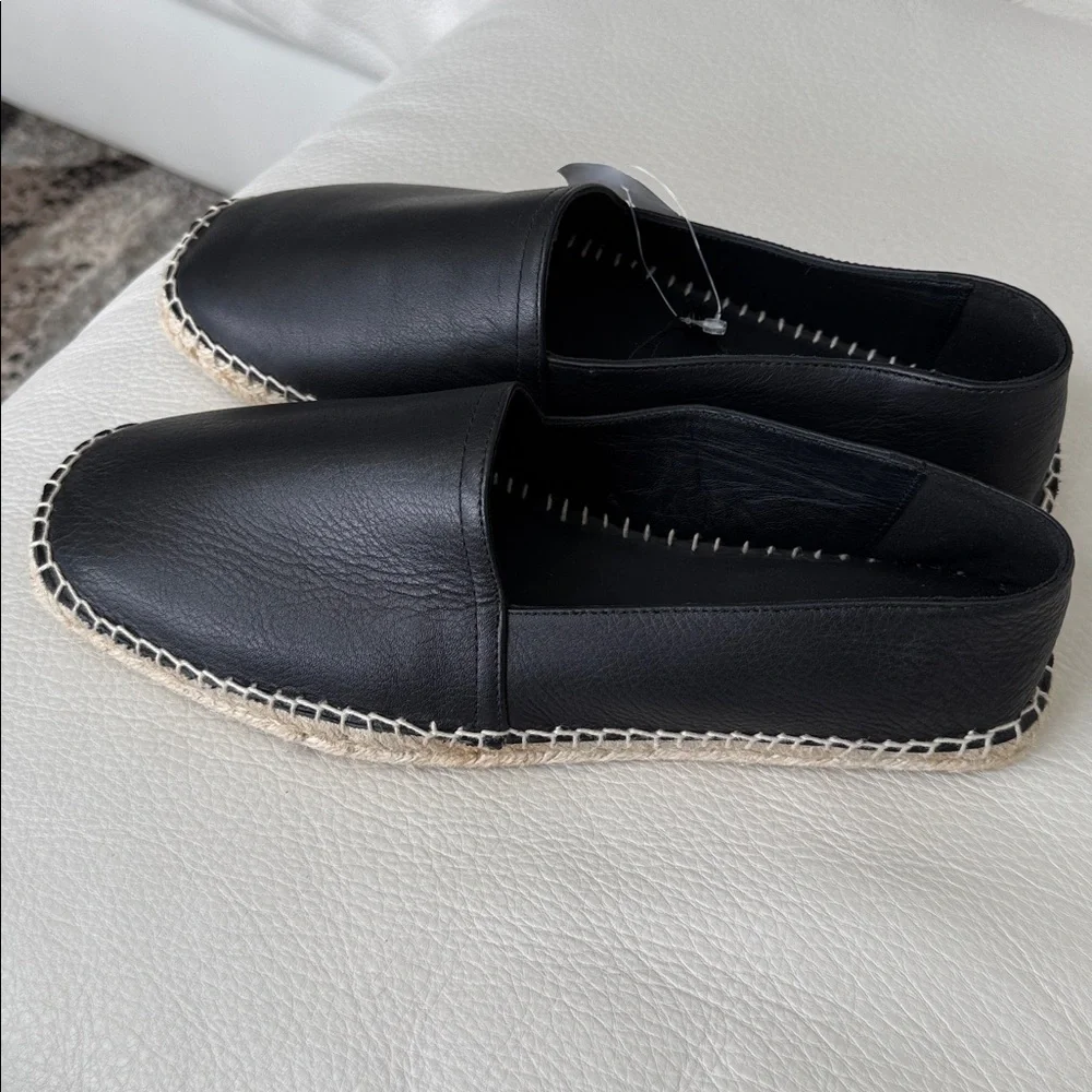 Massimo Dutti Black Leather Loafers Unisex Ladies 13 Men’s 11.5 - Picture 3 of 7